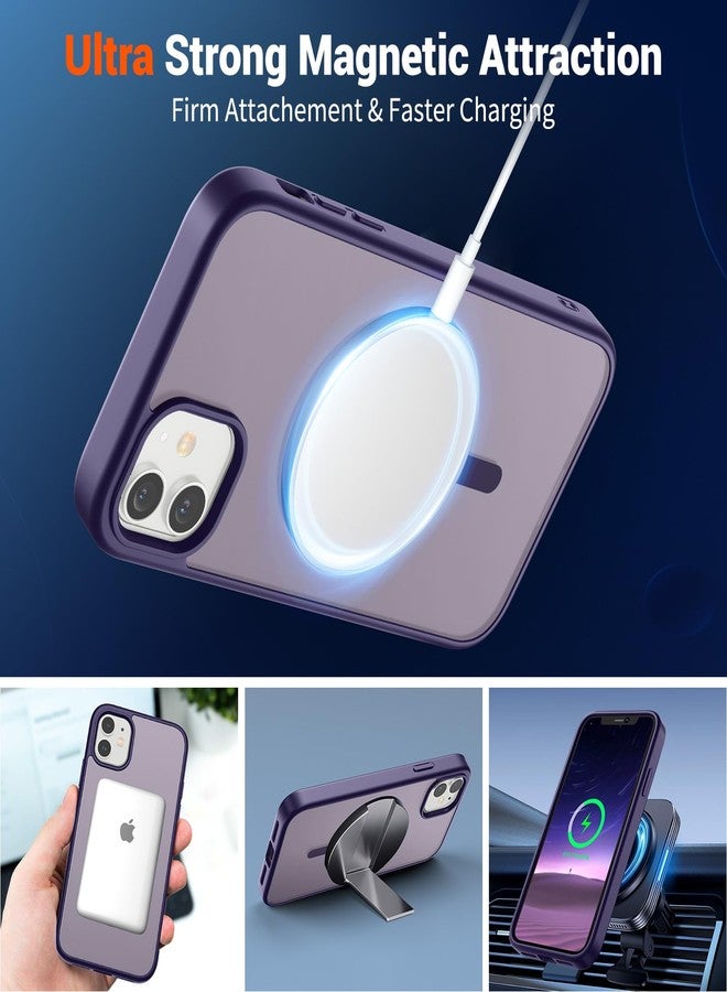 استلق جراب SUPFINE المغناطيسي لهاتف iPhone 12 Mini و iPhone 13 Mini (متوافق مع MagSafe) (حماية فائقة ضد السقوط بمعايير عسكرية) غطاء هاتف رفيع وشفاف غير لامع مقاوم للصدمات، لون بنفسجي داكن - Image 5