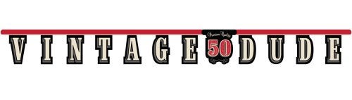Creative Converting Vintage Dude 50th Birthday Jointed Letter Banner , Red/Gray - Image 5