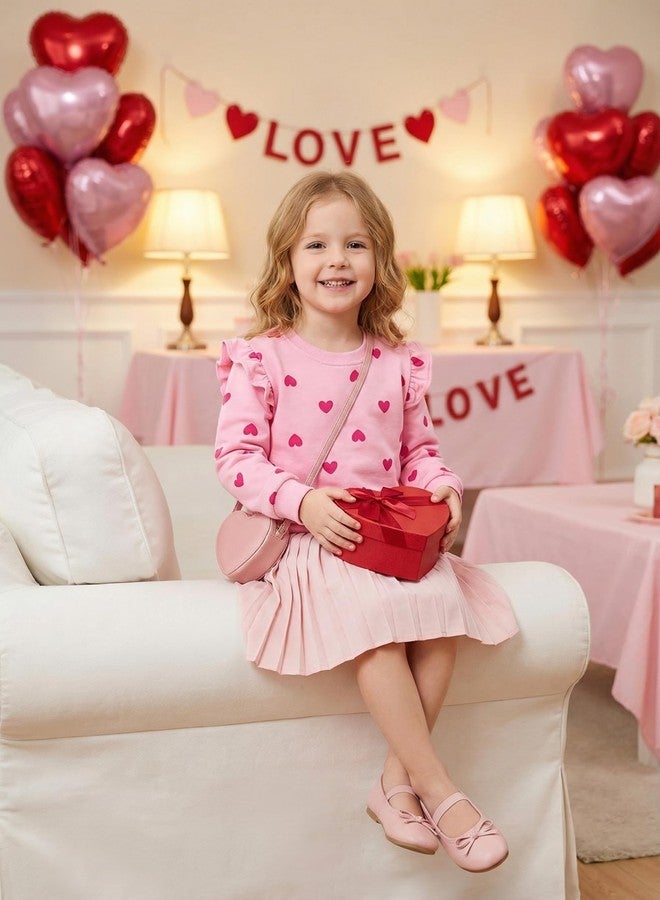 MINDSHELF Girls Valentines Sweatshirt Toddler Kids Long Sleeve T Shirt Heart Pullover Sweatshirts Crewneck Cotton Sweater Ruffle Holiday Clothes Size 5T - Image 2