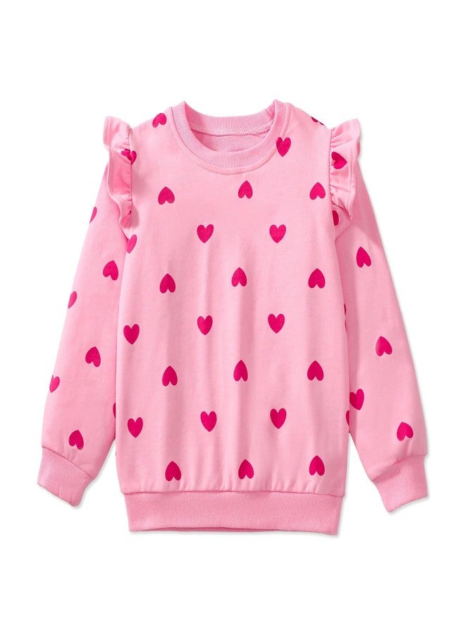 MINDSHELF Girls Valentines Sweatshirt Toddler Kids Long Sleeve T Shirt Heart Pullover Sweatshirts Crewneck Cotton Sweater Ruffle Holiday Clothes Size 5T - Image 1