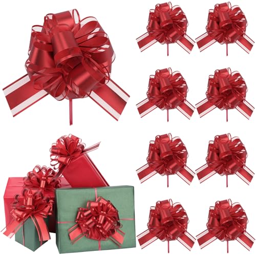 HEYTIMI 32 Pcs Christmas Large Pull Bows for Gift Wrapping 6 Inch Organza Ribbon Red Gift Bows for Presents Vibrant Colors Xmas Decorative Bows for Baskets Valentine Wedding Party Holiday Decor - Image 1