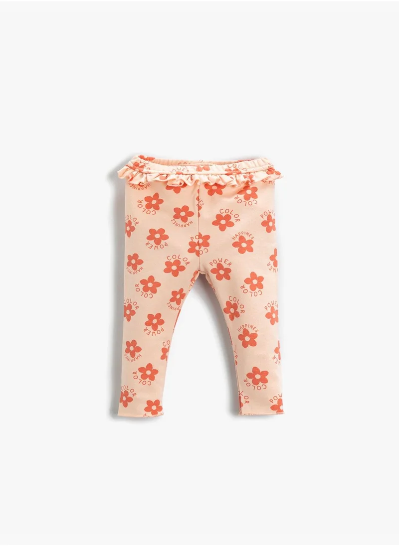 كوتون Floral Printed Frilly Legging