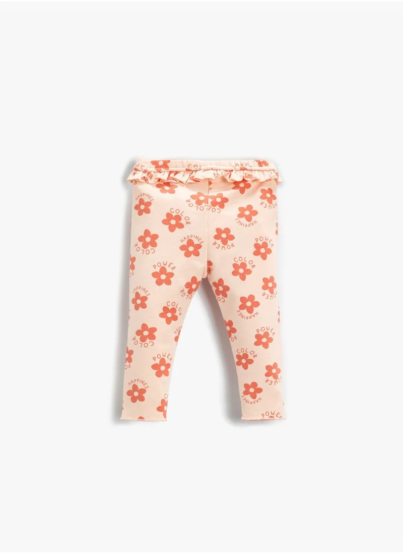 كوتون Floral Printed Frilly Legging