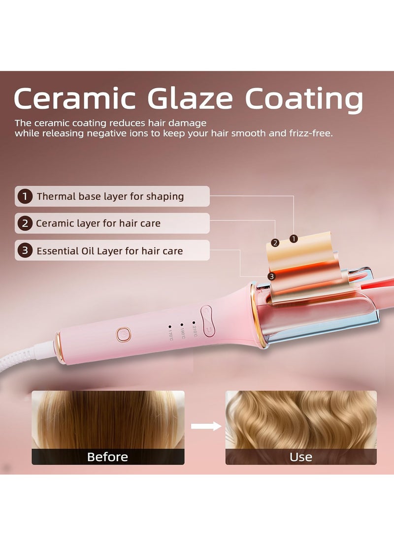 إيسي مكواة تجعيد الشعر الأوتوماتيكية، أسطوانة سيراميك دوارة في اتجاهين، تسخين سريع في 30 ثانية مع 3 إعدادات لدرجة الحرارة قابلة للتعديل، تقنية أيونية، إيقاف تشغيل تلقائي، تصميم مضاد للحروق وخالي من التشابك لسهولة التصفيف - Image 3