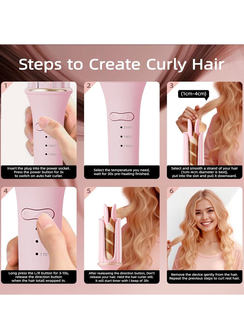 إيسي مكواة تجعيد الشعر الأوتوماتيكية، أسطوانة سيراميك دوارة في اتجاهين، تسخين سريع في 30 ثانية مع 3 إعدادات لدرجة الحرارة قابلة للتعديل، تقنية أيونية، إيقاف تشغيل تلقائي، تصميم مضاد للحروق وخالي من التشابك لسهولة التصفيف - Image 5