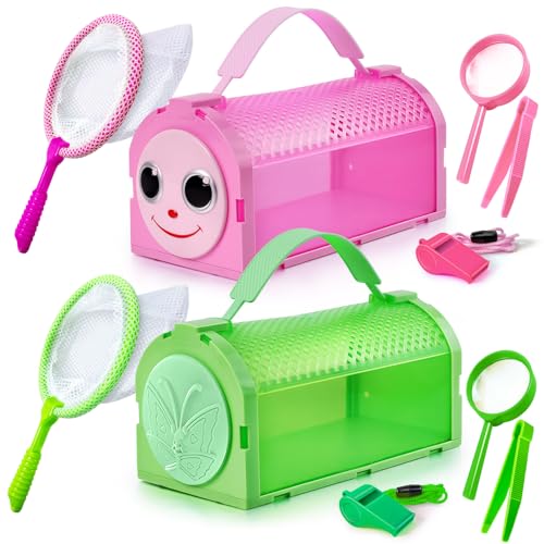 YOPINSAND Bug Catcher for Kids 10 Pcs Outdoor Exploration Kit with 2 Cages Tweezers Magnifying Glass Nets Whistles Gift for Boys Girls Aged 312 - Image 1