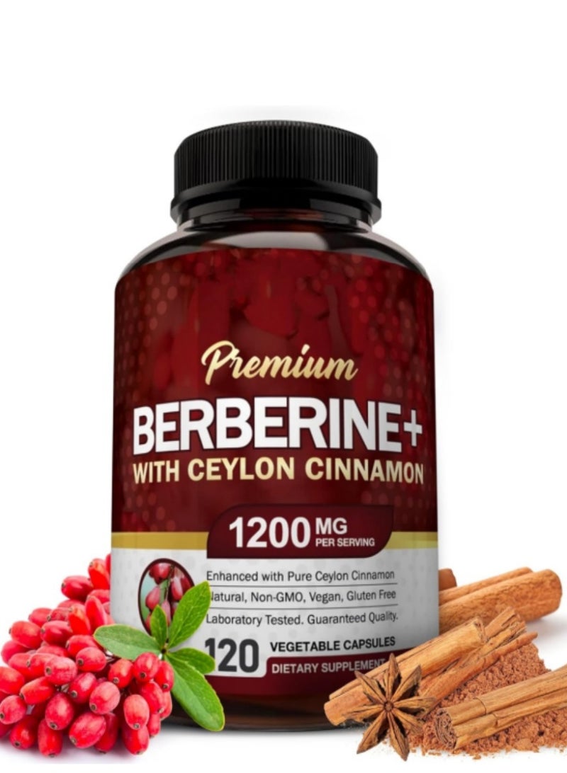 NutriFlair utriFlair Premium Berberine HCL 1200mg, 120 Capsules - Plus Pure True Ceylon Cinnamon, Berberine HCI Root Supplements Pills - Immune System, Healthy Weight Management - Image 1
