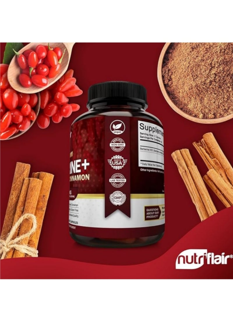 NutriFlair utriFlair Premium Berberine HCL 1200mg, 120 Capsules - Plus Pure True Ceylon Cinnamon, Berberine HCI Root Supplements Pills - Immune System, Healthy Weight Management - Image 4