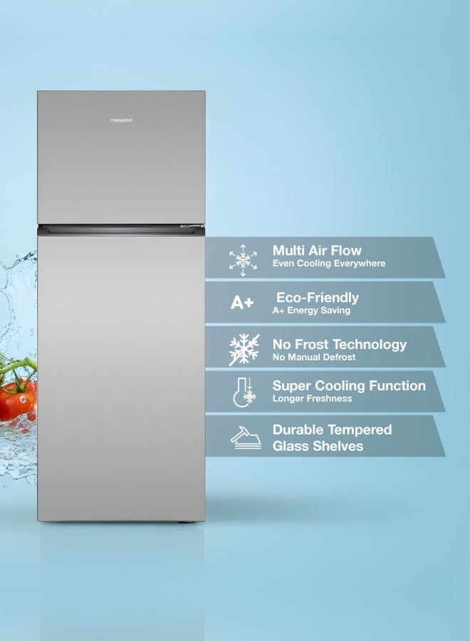 TORNADO Double Door Refrigerator  465 Liters Net Capacity , 16.42  cubic feet, Top Mount , Silver  Multi Air Flow Tempered Glass shelves RF-TCN465PT0GINS - Image 5