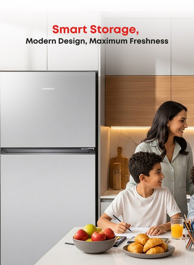 TORNADO Double Door Refrigerator  465 Liters Net Capacity , 16.42  cubic feet, Top Mount , Silver  Multi Air Flow Tempered Glass shelves RF-TCN465PT0GINS - Image 4