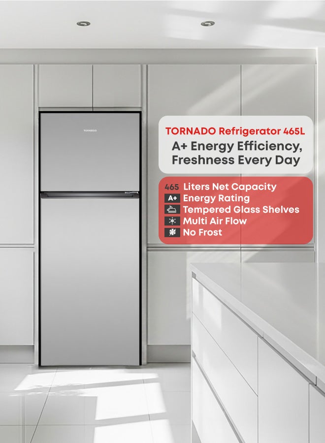 تورنيدو ثلاجة بسعة صافية 465 لتر بباب مزدوج وارفف من الزجاج المقوى RF-TCN538PT0GINS - Image 1