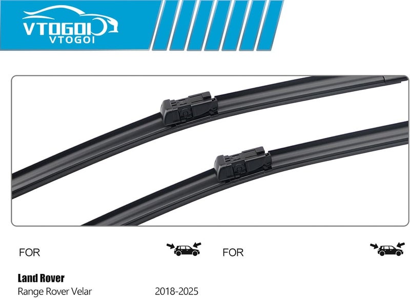 VTOGOI Wiper Blades With Rear Wiper Blades Set For 2018-2023 Land Rover Range Rover Velar,Automotive Replacement Windshield Wiper Blades, That Meet OEM Quality Easy DIY Install 26 "+19"+13"(Set of 3) - Image 3