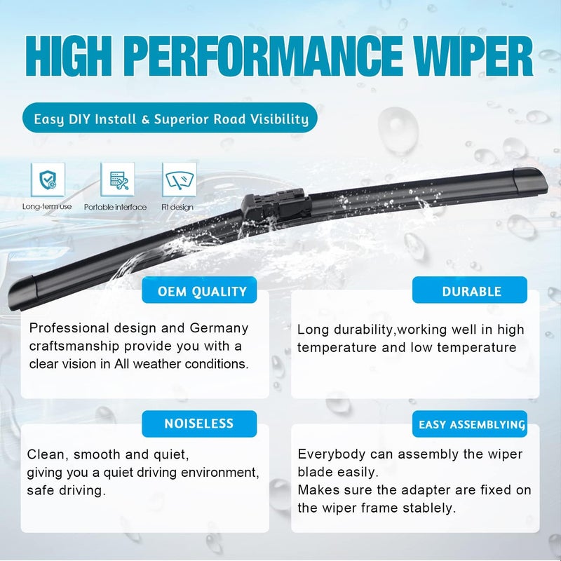 VTOGOI Wiper Blades With Rear Wiper Blades Set For 2018-2023 Land Rover Range Rover Velar,Automotive Replacement Windshield Wiper Blades, That Meet OEM Quality Easy DIY Install 26 "+19"+13"(Set of 3) - Image 4