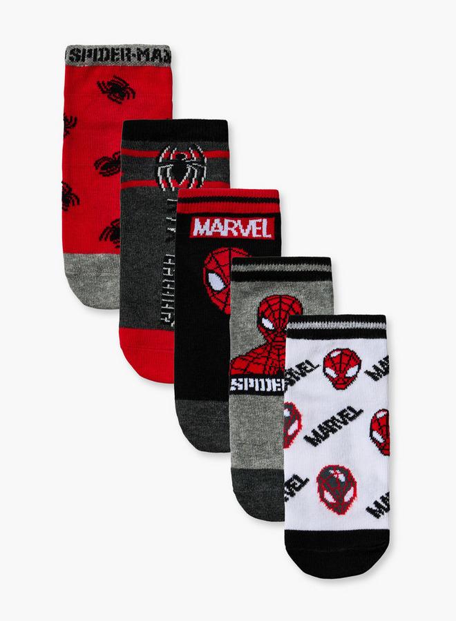 MARVEL Pack Of 5 Ankle Length Boys Socks With Spider-Man Print - Image 1