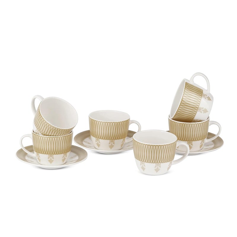 Dandy lines England by DATA Dandy Lines Royal Cups and Saucers Tea Cup and Saucer Set Serving Tea Cups Mugs and Saucers 53015 Gold Pack of 12 - Image 2
