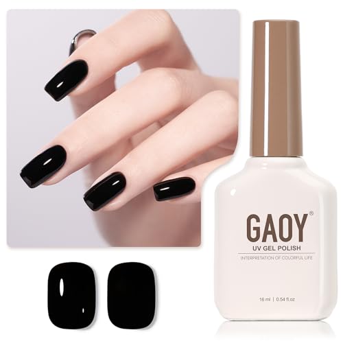 GAOY Black Gel Nail Polish, 16ml Color 1001 Soak Off UV Light Cure Gel Polish for Nail Art DIY Manicure at Home - Image 1