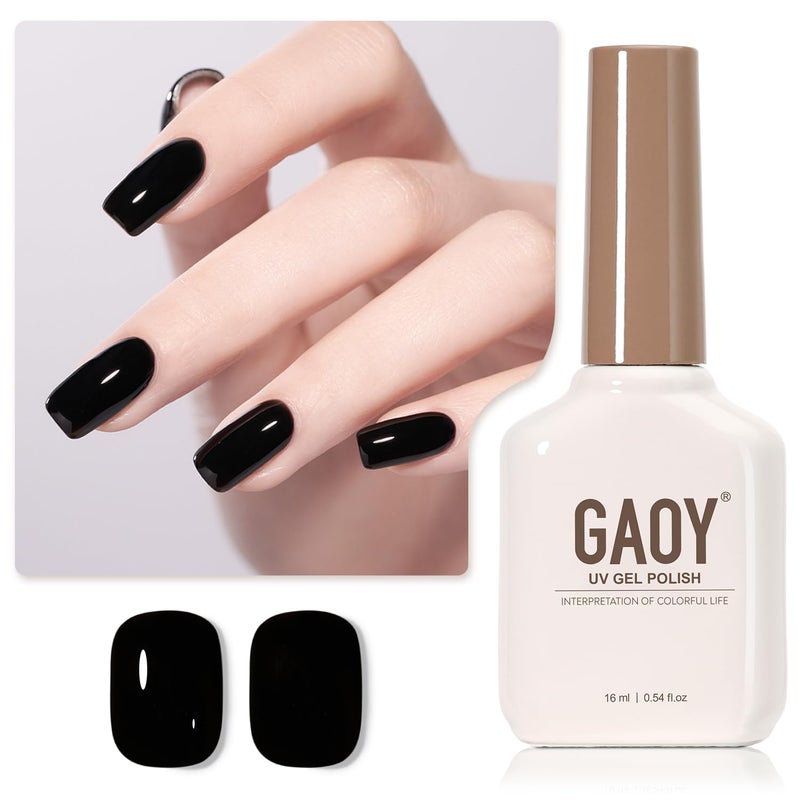 GAOY Black Gel Nail Polish, 16ml Color 1001 Soak Off UV Light Cure Gel Polish for Nail Art DIY Manicure at Home - Image 2