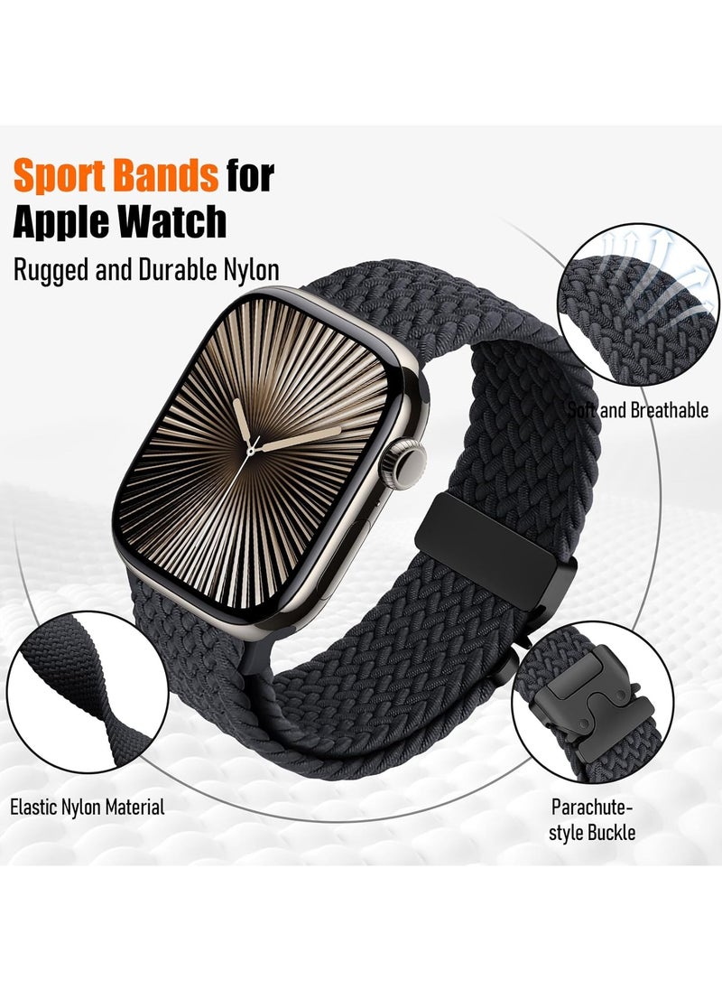keloray - Braided Solo Loop for Apple Watch Ultra/2 Bands 49mm 46mm 45mm 44mm 42mm Men/Women,Parachute Buckle Stretchy Elastic Nylon Sport Strap Wristband for iWatch Bands Series 10 9 8 7 6 5 4 3 SE/2 - Image 1
