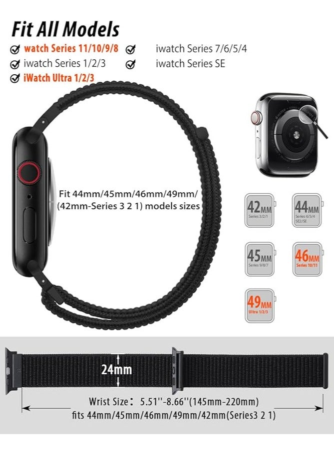 سوار **Braided Solo Loop** المصنوع من النايلون المرن والمزود بمشبك مظلي، مناسب لساعات **Apple Watch Ultra/2** بمقاسات 49مم، 46مم، 45مم، 44مم، و42مم. يتميز هذا السوار الرياضي المطاطي المرن بتصميم عصري يناسب الرجال والنساء، ويعد خيارًا مثاليًا لساعات **iWatch Series 10، 9، 8، 7، 6، 5، 4، 3، SE/2**. يوفر راحة فائقة وقابلية للتعديل بسهولة، مما يجعله مثاليًا للاستخدام اليومي أو أثناء ممارسة الرياضة. - Image 2