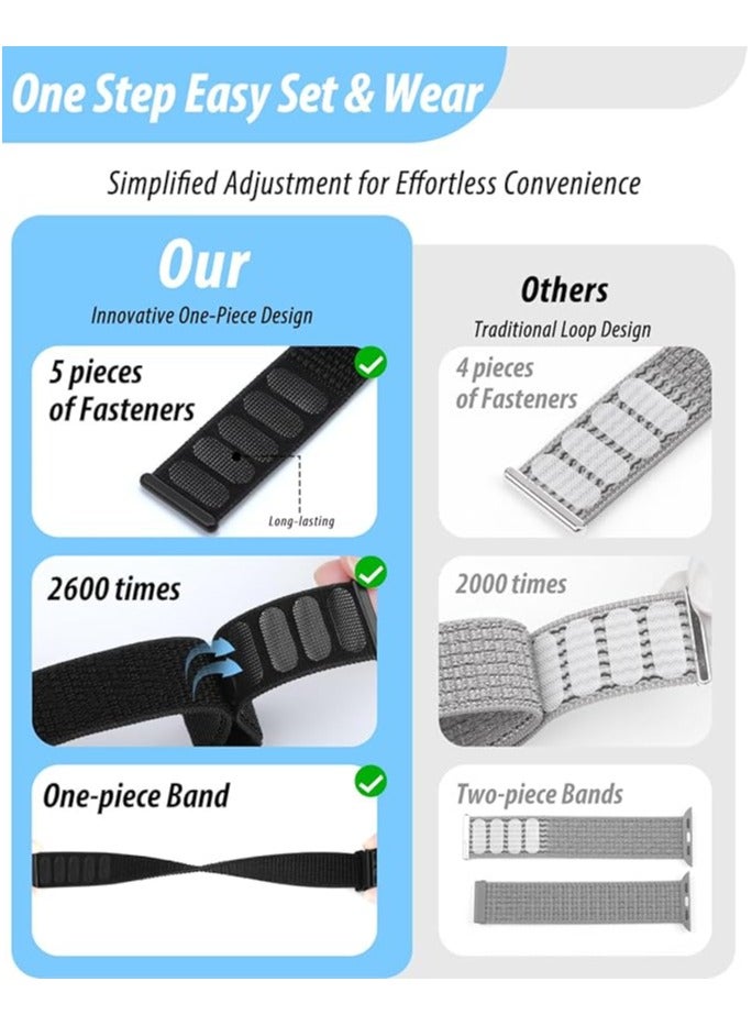 سوار **Braided Solo Loop** المصنوع من النايلون المرن والمزود بمشبك مظلي، مناسب لساعات **Apple Watch Ultra/2** بمقاسات 49مم، 46مم، 45مم، 44مم، و42مم. يتميز هذا السوار الرياضي المطاطي المرن بتصميم عصري يناسب الرجال والنساء، ويعد خيارًا مثاليًا لساعات **iWatch Series 10، 9، 8، 7، 6، 5، 4، 3، SE/2**. يوفر راحة فائقة وقابلية للتعديل بسهولة، مما يجعله مثاليًا للاستخدام اليومي أو أثناء ممارسة الرياضة. - Image 4