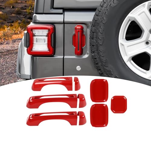 PDKLIN for Jeep JL Tailgate Door Handle Cover Trim Bowl Fit for Jeep Wrangler JL JLU 2018 up 2DR Red Exterior Accessories 6pcs - Image 3
