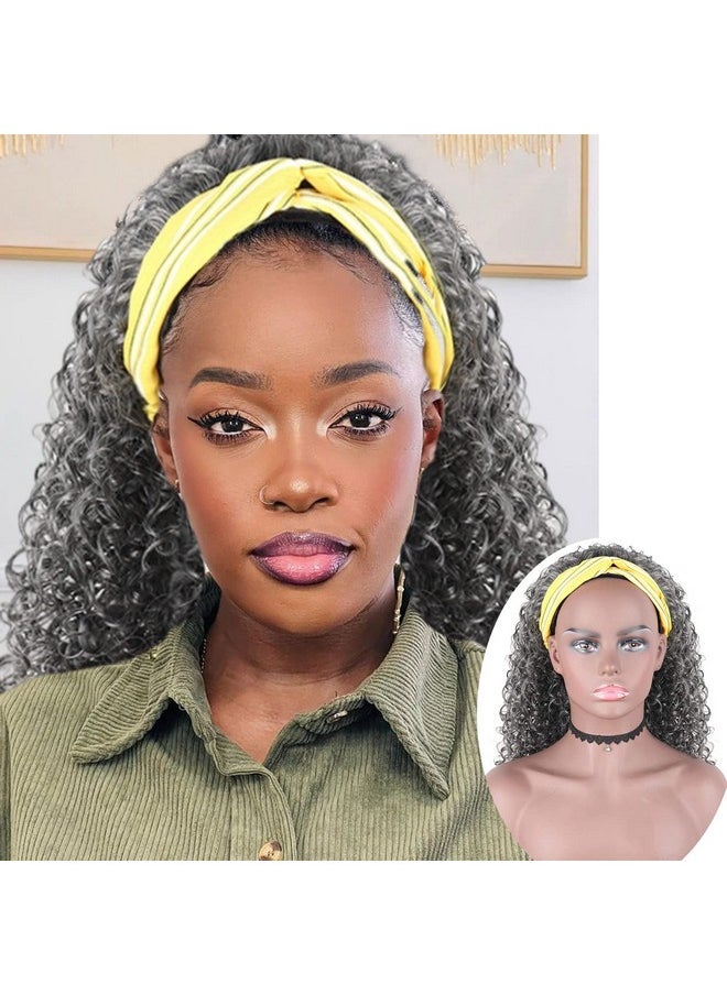 Curly Wavy Hair Head Band Wig Afro Curly Headband Gray Hlaf Wigs For Black Womenkrsi 16Inch Loose Wave Wig Synthetic Curly Headbands For Half Wigs With Headbands Attached Headwrap Wig(1B/Gray) - pzsku/Z64619CA540F5AED2AD7FZ/45/_/1696664540/64c3d69e-5d44-4db4-8a9e-f4dd8efe7605