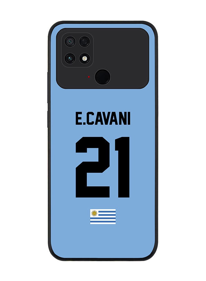 Stylizedd Rugged Black edge case for Xiaomi Poco C40 Slim fit Soft Case Flexible Rubber Edges Anti Drop TPU Gel Thin Cover - Football Team - Uruguay Player Name - E.Cavani - Image 1