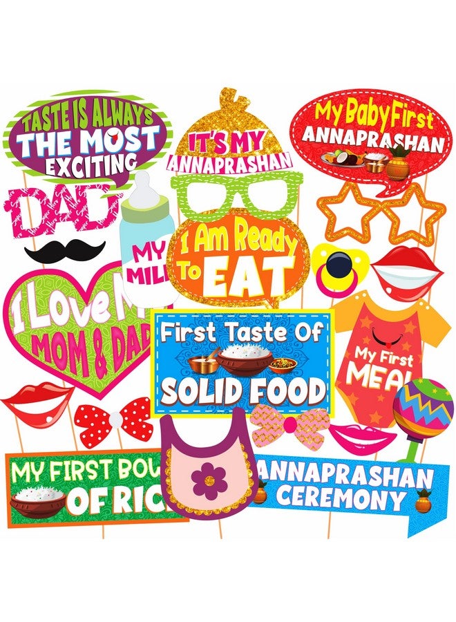 WOBBOX Annaprashan Photo Booth Party Props with Bunting Banner Hindi Shubh Red & Golden Color Font, Decoration Item - Image 5