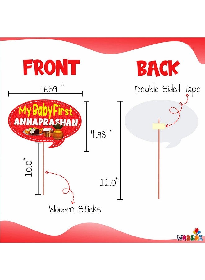 WOBBOX Annaprashan Photo Booth Party Props with Bunting Banner Hindi Shubh Red & Golden Color Font, Decoration Item - Image 3
