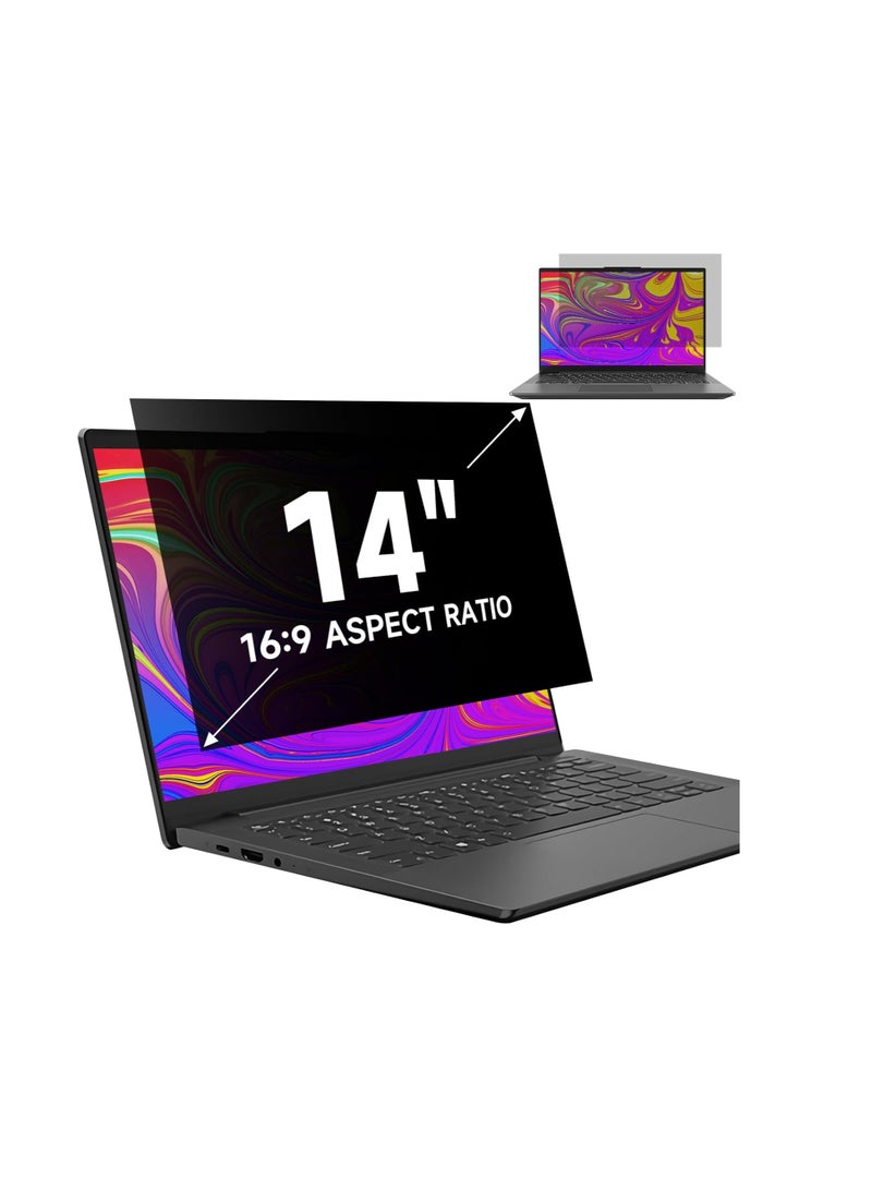 14 inch Laptop Privacy Screen Protector, Removable Anti Blue Light & Anti Glare Screen Filter Compatible with 14" Lenovo/HP Envy/Dell/Acer/Asus/Thinkpad with 16:9 Aspect Ratio  - Image 1