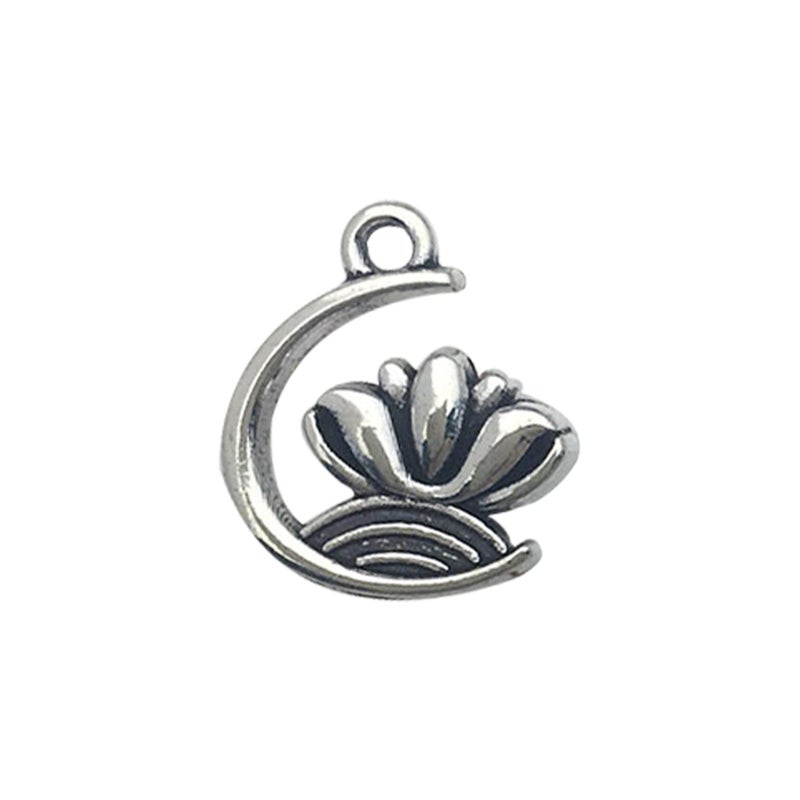DIY Korean Lotus Pendant Alloy Craft 15692-ancient silver Lotus 11x13-0.8g-HA15177-B
