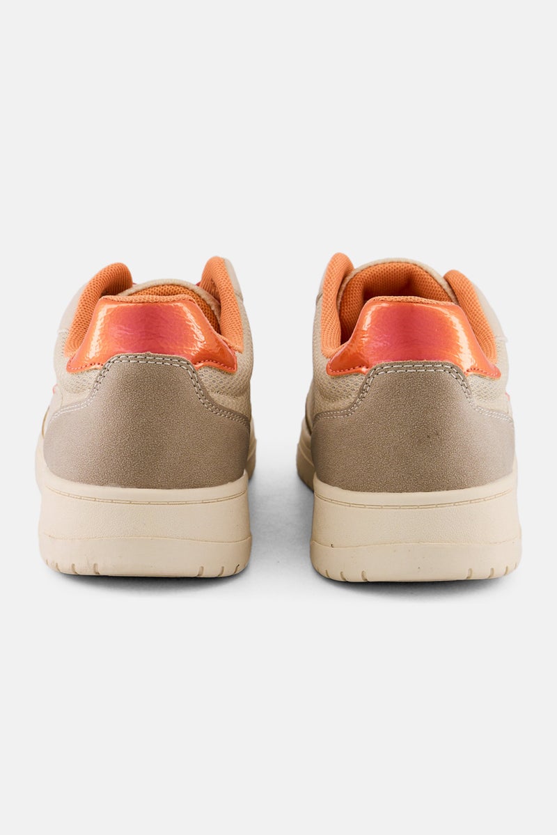 XOXO أحذية كاجوال نسائية منخفضة القطع مزودة بأربطة، بيج - Image 3