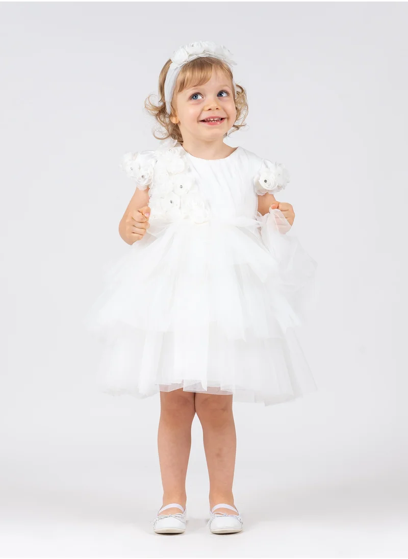 VIA BAMBINO Flower Baby Dress White 3115