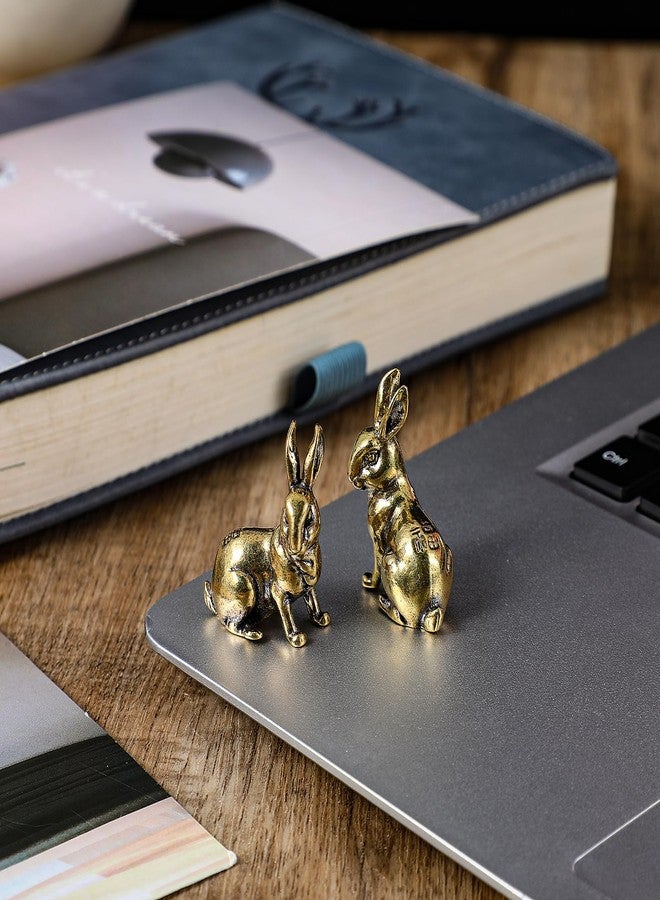 Yuanchu Small Rabbit Statues,1 Pair Gold Living Room Decor Easter Decoration Brass Animal Figurines House Decorations Home Décor Accents Bedroom Office Shelf Gift for Women Mom, 1 inch - Image 5