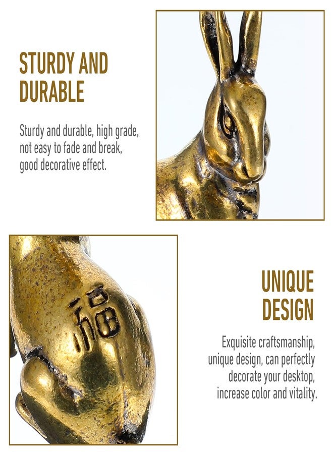 Yuanchu Small Rabbit Statues,1 Pair Gold Living Room Decor Easter Decoration Brass Animal Figurines House Decorations Home Décor Accents Bedroom Office Shelf Gift for Women Mom, 1 inch - Image 4