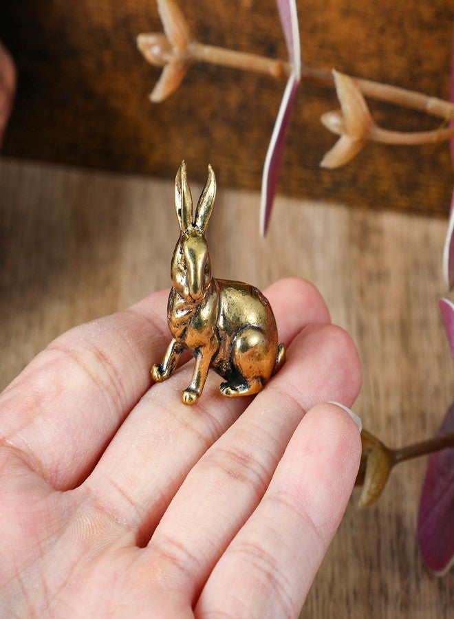 Yuanchu Small Rabbit Statues,1 Pair Gold Living Room Decor Easter Decoration Brass Animal Figurines House Decorations Home Décor Accents Bedroom Office Shelf Gift for Women Mom, 1 inch - Image 3