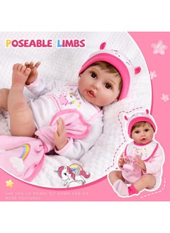 Aori Aori Reborn Baby Dolls - 22 inch Realistic Newborn Baby Girls Lifelike Weighted Baby Girl Dolls Pink Unicorn Real Life Baby Girl Dolls  - Image 2