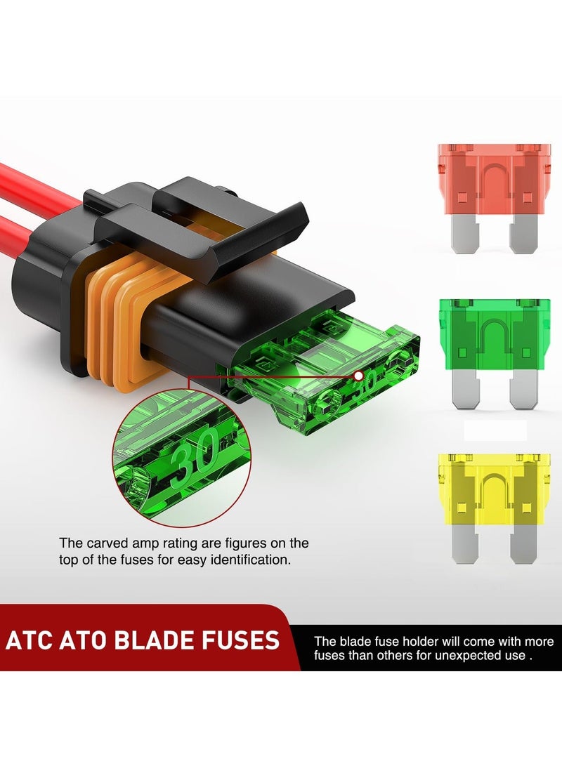 Inline Fuse Holder, 4pcs12AWG Waterproof ATC/ATO Blade Fuse Holder 20A 30A 40A Regular Fuse Heavy Duty in Line Fuse w/Cover Fits 1A to 30A Fuses for 12V Automotive Vehicles  - Image 5