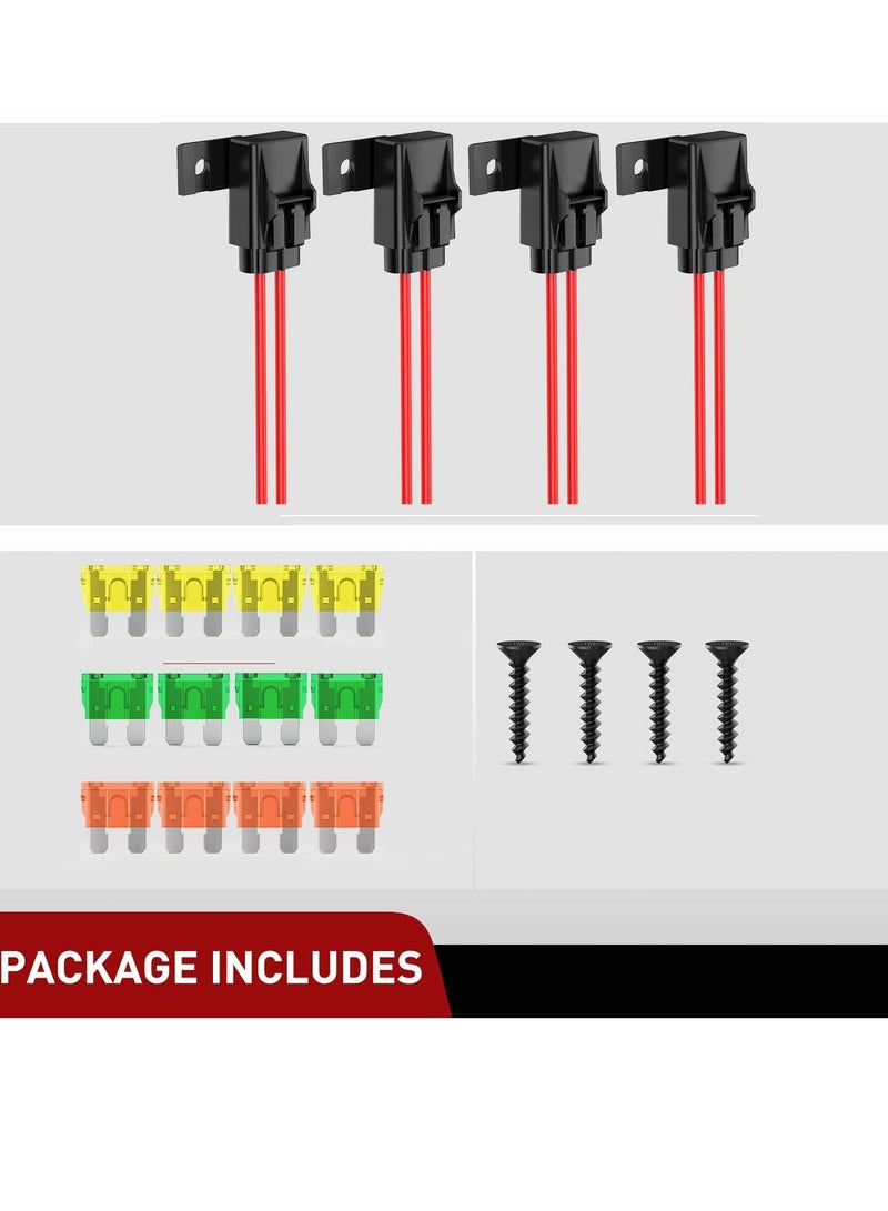 Inline Fuse Holder, 4pcs12AWG Waterproof ATC/ATO Blade Fuse Holder 20A 30A 40A Regular Fuse Heavy Duty in Line Fuse w/Cover Fits 1A to 30A Fuses for 12V Automotive Vehicles  - Image 2