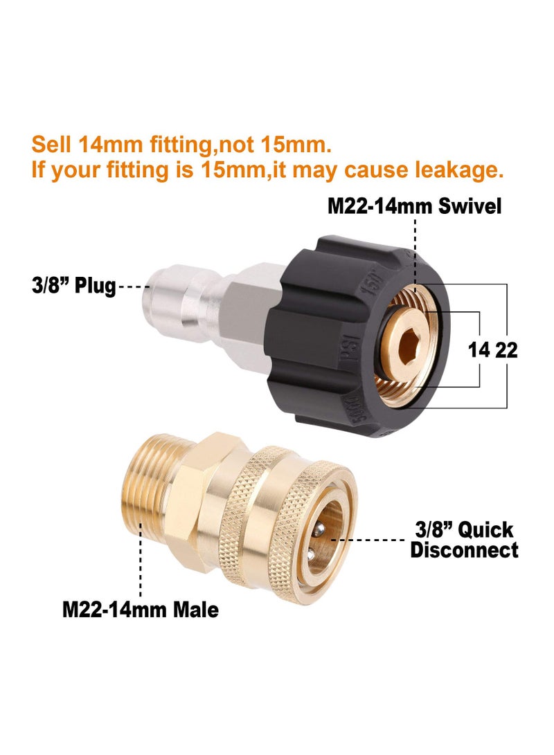 SOLARAE Pressure Washer Adapter Set, Water Gun Wire Tube, Quick Disconnect Kit, M22 Swivel to 3/8'' Connect Fittings, 3/4" to Release for Power Washer Gun/Hose, 5000PSI Car Wash (8PCS) - Image 2