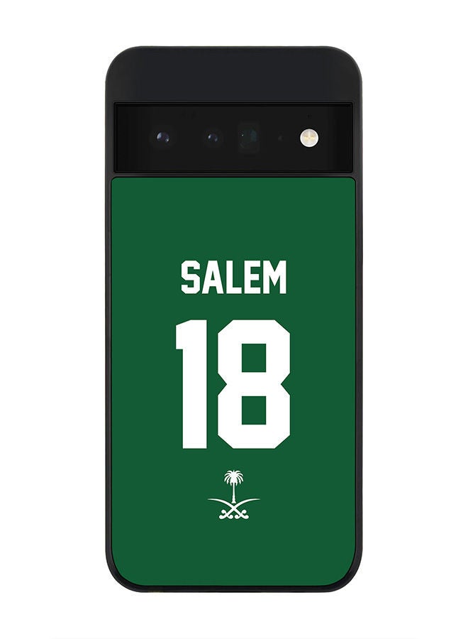 Stylizedd Rugged Black edge case for Google Pixel 6 Pro 5G Slim fit Soft Case Flexible Rubber Edges Anti Drop TPU Gel Thin Cover - Football Team - Saudi Arabia Player Name - Salem - Image 1