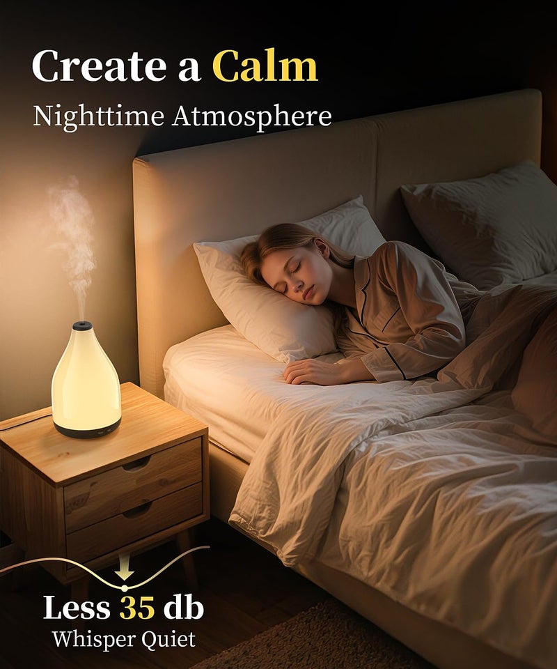KinYiLO Essential Oil Diffuser for Home, Modern Décor Aromatherapy Diffusers Large Room Fresh Air Scent, 300ml Ultrasonic Cool Mist Humidifier, 1-3-6H Timer Auto Shut-Off, Color Light, (Black) - Image 4