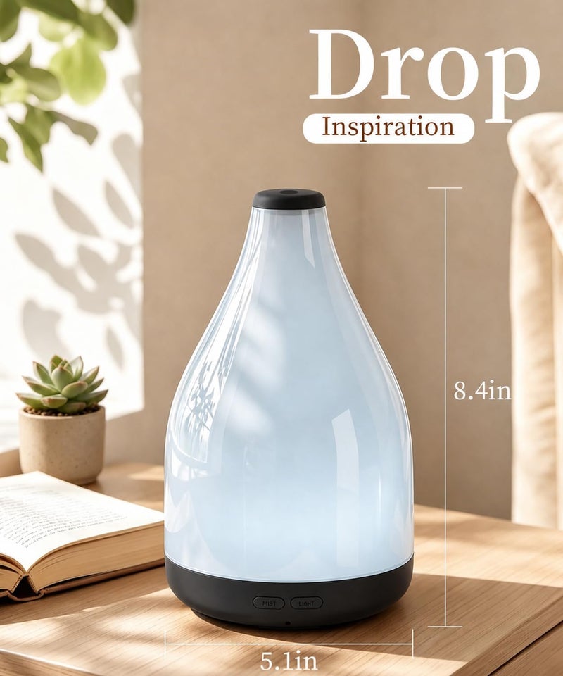 KinYiLO Essential Oil Diffuser for Home, Modern Décor Aromatherapy Diffusers Large Room Fresh Air Scent, 300ml Ultrasonic Cool Mist Humidifier, 1-3-6H Timer Auto Shut-Off, Color Light, (Black) - Image 2
