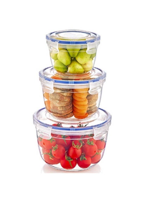 Dunia Fresh & Lock Round 3-Piece Plastic Cans Set for Refrigerator with Airtight Lid - Storage Solution - BPA-Free | Lead-Free (625-1200-2100 ML)