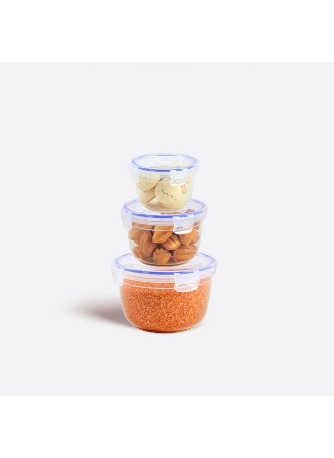 Dunia Fresh & Lock Round 3-Piece Plastic Cans Set for Refrigerator with Airtight Lid - Storage Solution - BPA-Free | Lead-Free (625-1200-2100 ML)