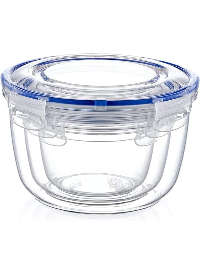 Dunia Fresh & Lock Round 3-Piece Plastic Cans Set for Refrigerator with Airtight Lid - Storage Solution - BPA-Free | Lead-Free (625-1200-2100 ML)
