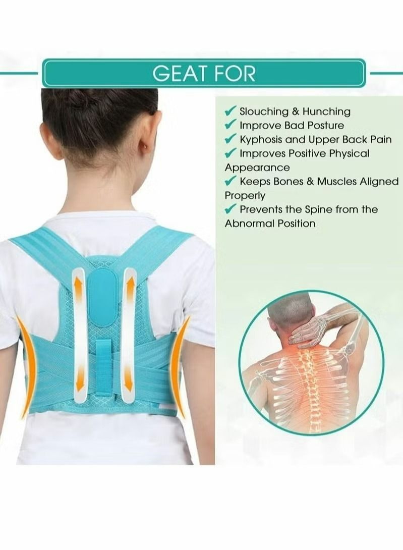 Back Brace With Posture Corrector For Kids Teens With Relieve Back Pain Adjustable Upper Back Race Spinal Support with Soft Shoulder Pads To Prevent Humpback, Recommended By Doctor - Image 4