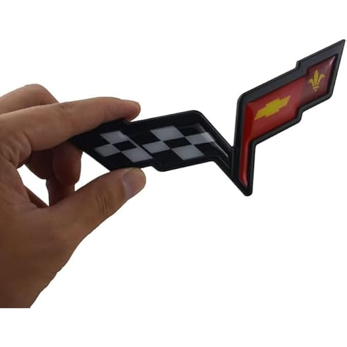 ريحني مجموعة زوج من كورفيت C6 شعار 20052013 غطاء المحرك الأمامي وشعار الأعلام الخلفي المتقاطعة مفصل شارة استبدال ملصق الكورفيت كروم الأحمر الأسود - Image 1