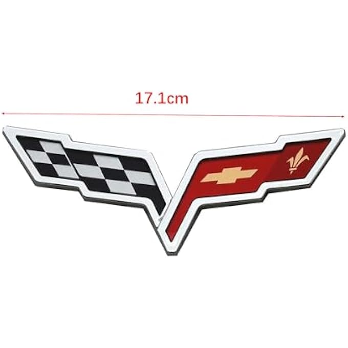 ريحني مجموعة زوج من كورفيت C6 شعار 20052013 غطاء المحرك الأمامي وشعار الأعلام الخلفي المتقاطعة مفصل شارة استبدال ملصق الكورفيت كروم الأحمر الأسود - Image 4