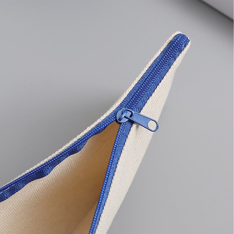 20 PCS Blank Zipper Cotton Canvas Pen Case Large Capacity Cosmetics Storage Bag Portable Pencil Bag for Home School Travel Use (Random Color Size L) - Image 3